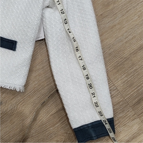 NEW ECRU White and Blue denim tweed Women's Jacket blazer MP - Picture 7 of 7